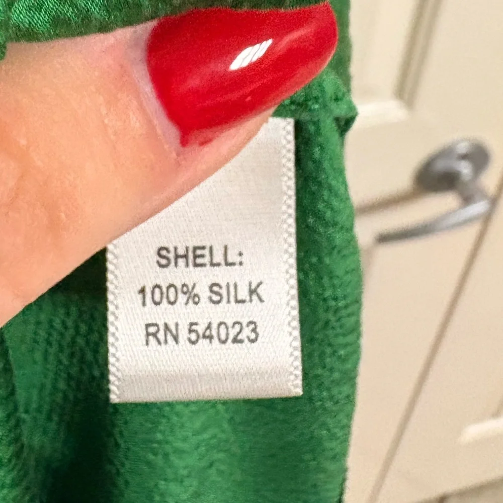 Banana Republic 100% Silk Emerald Green Tie Waist Cocktail Reception Dress TALL
